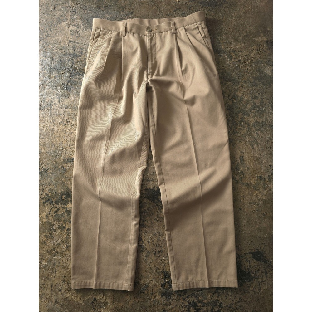 Vintage 90s Dockers Tan Pleated Chino Pants 34x30 Khakis Casual Cotton Mens